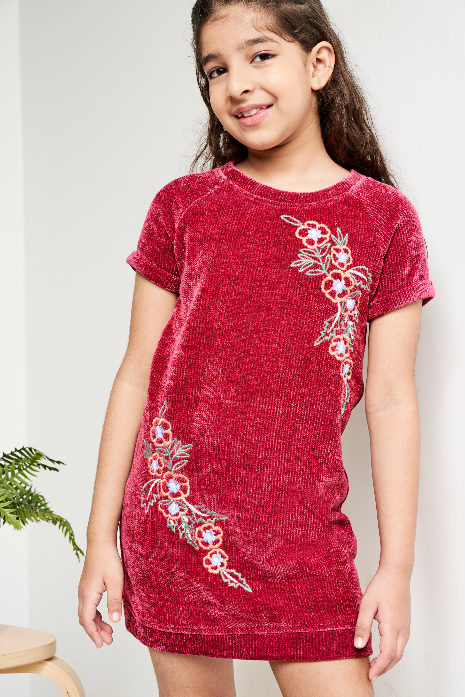 Maroon Solid Straight Dress, Maroon, image 3